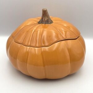 Barbara Eigen Harry & David Pumpkin Covered Tureen Bowl Portugal Ceramic 9"